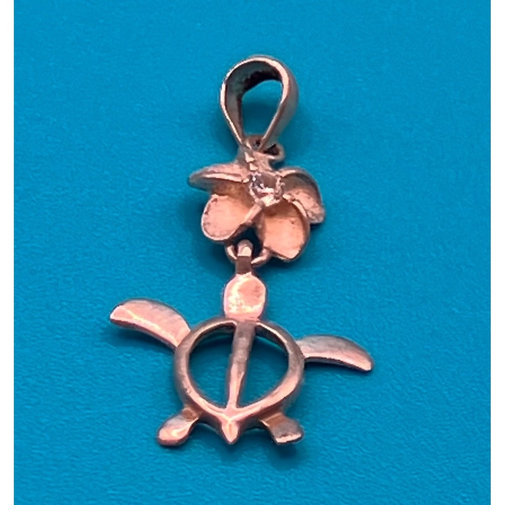 Turtle Pendant Womens Necklace Pendant Charm Silver Plumeria Honu Flower Turtle